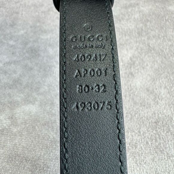 Authentic Gucci Black Leather Slim GG Marmont Belt 409417 80/32 - Picture 10 of 10